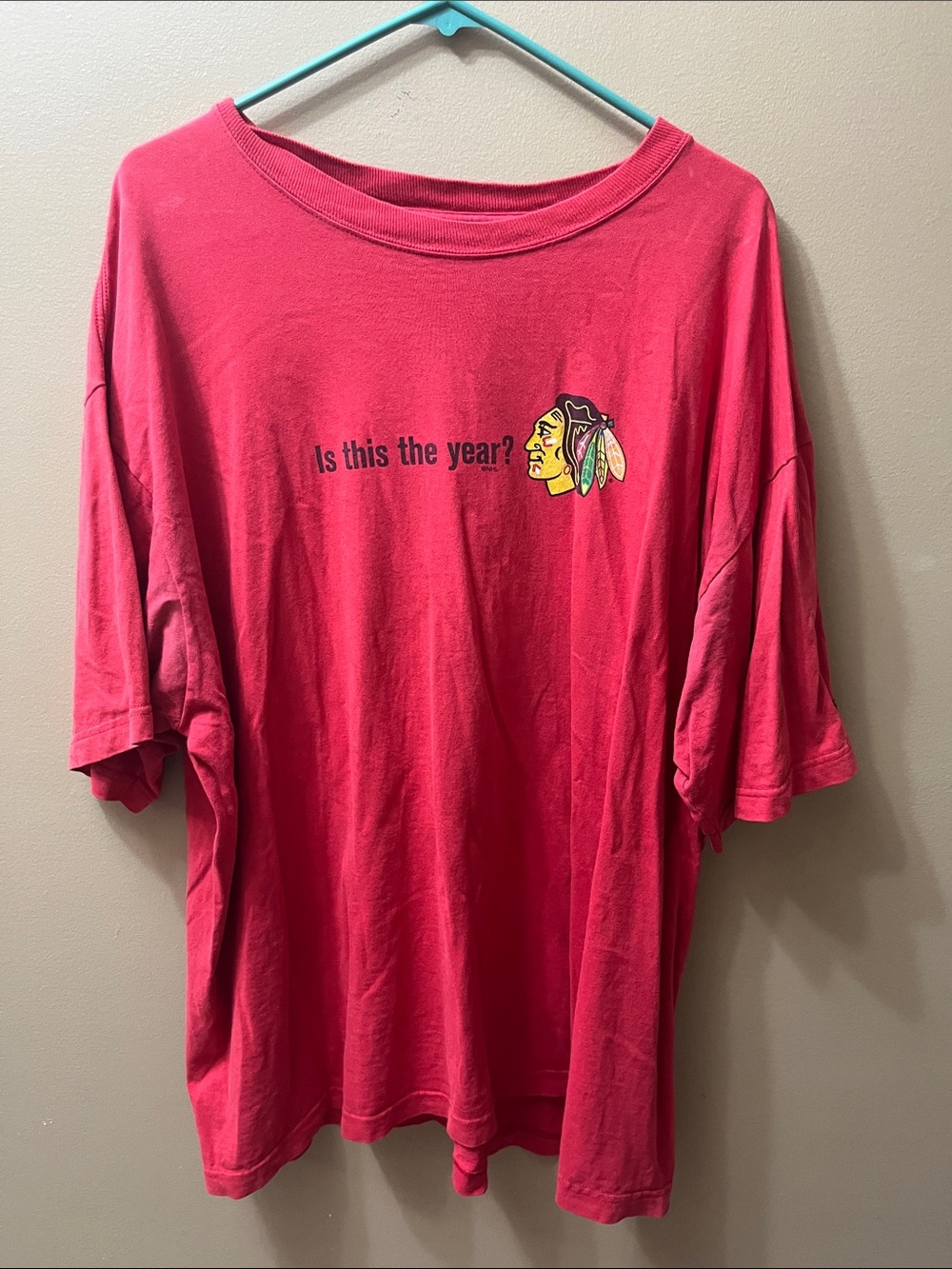 Reebok Chicago Blackhawks Is This The Year? Red Short Sleeve Graphic Tee